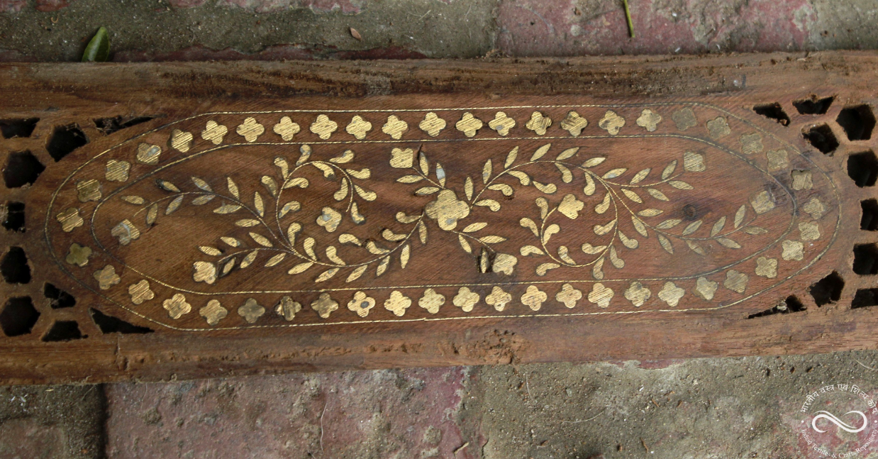 Mainpuri Tarkashi metal inlay on wood — detail 2