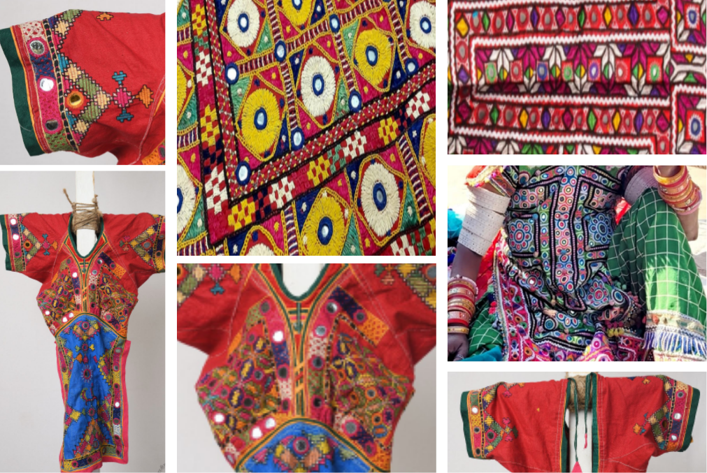 Collage of Meghwal embroidery products
