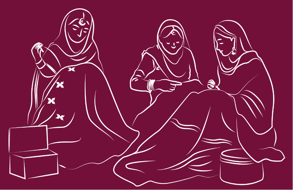 Collage of Phulkari products